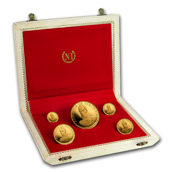 1969 Colombia 5-Coin Gold Battle of Boyaca Proof Set (3.233 AGW) 1969 Colombia 5-Coin Gold Battle of Boyaca Proof Set (3.233 AGW)